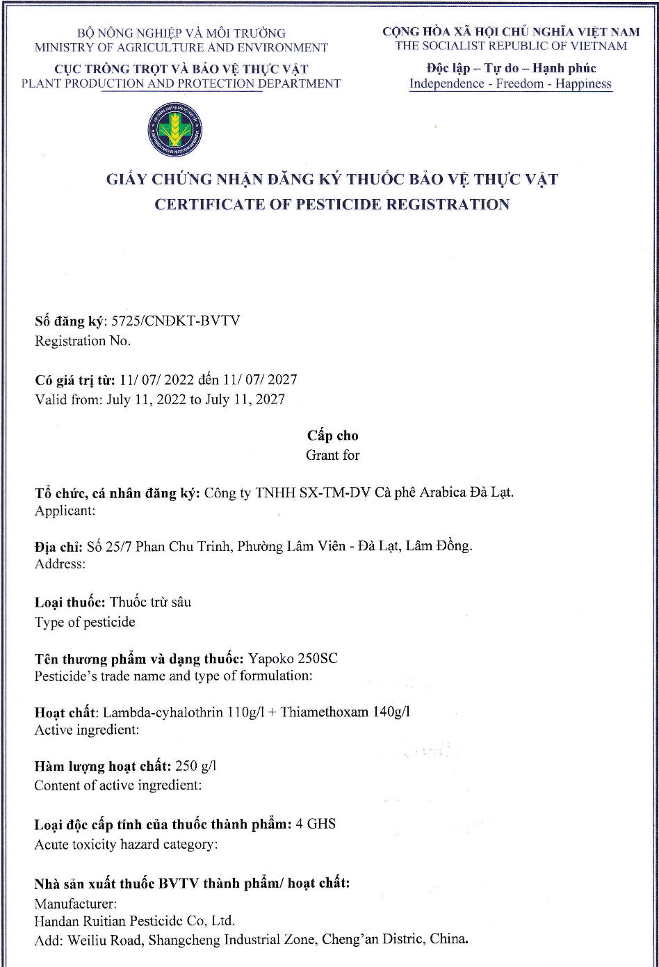 Giấy chứng nhận BioSeed